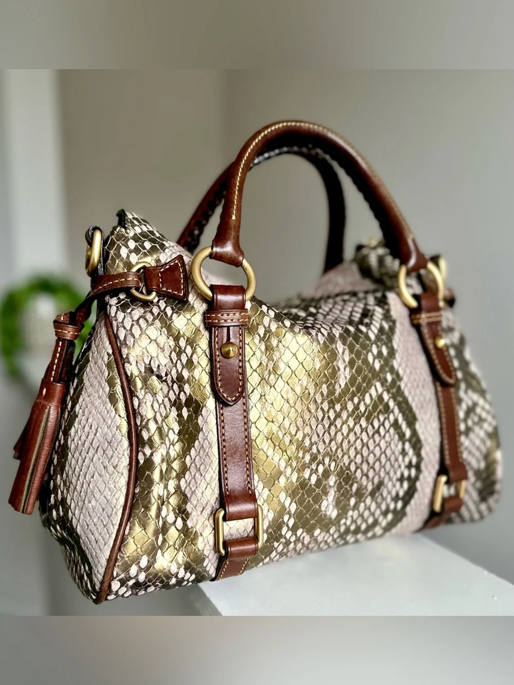 Dooney & Bourke Florentine Satchel Gold Pearl Python LIKE NEW RESERVED for GRACE